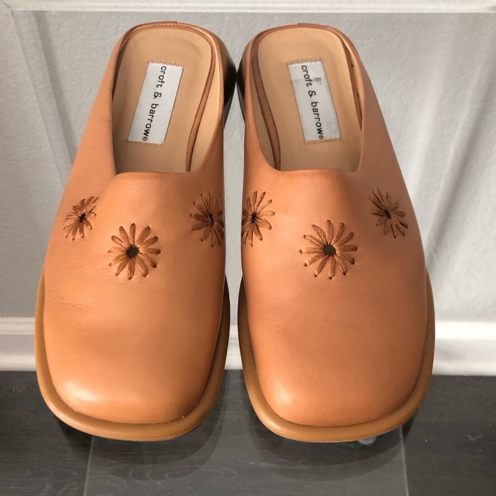 Vintage Y2K Croft & Barrow Leather Mule Slides